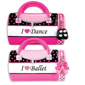I Love Dance or I Love Ballet Bag Personalised Christmas Decoration 