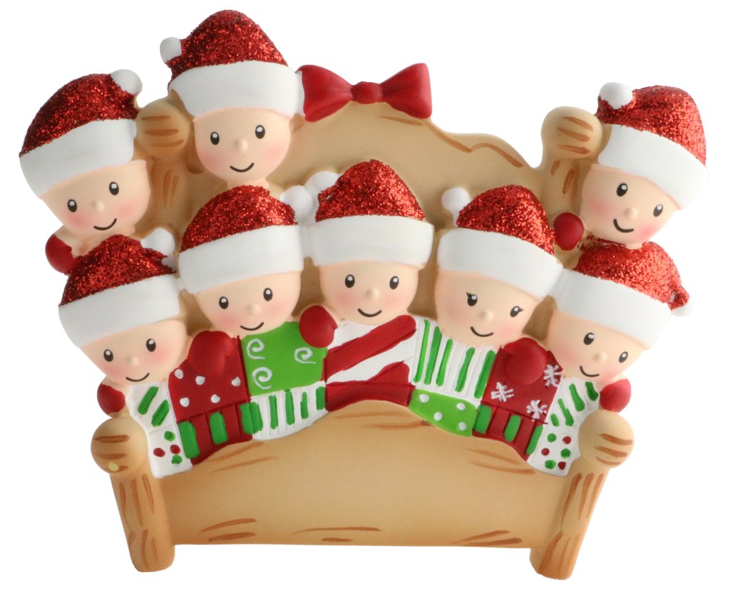 Bed Family of 8 Personalised Christmas Ornament Decoration