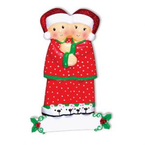 Pajama Family Couple Personalised Christmas Decoration Ornament