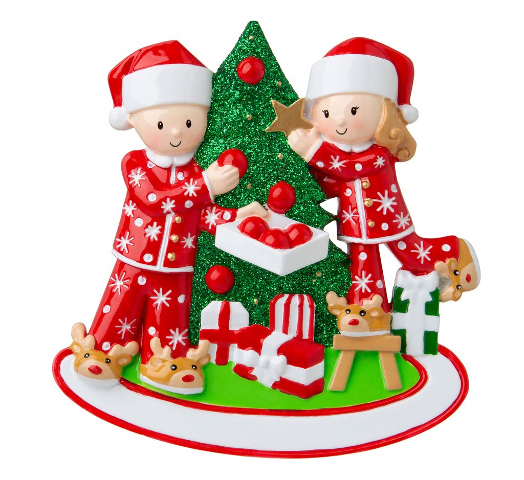 Couple at the Christmas Tree Personalised Christmas Decoration