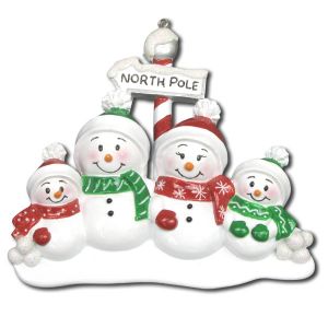 North Pole Family of 4 Personalised Christmas Decoration