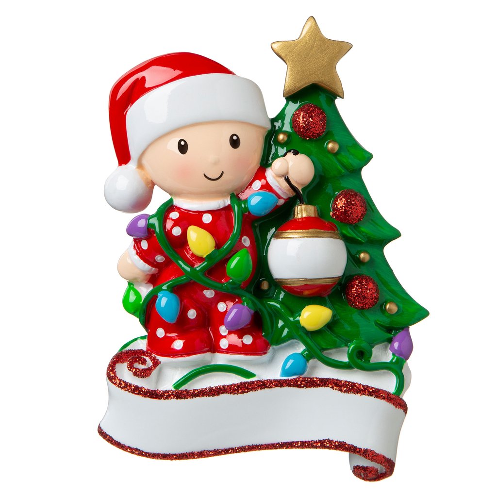 Baby Decorating the Tree Personalised Christmas Decoration