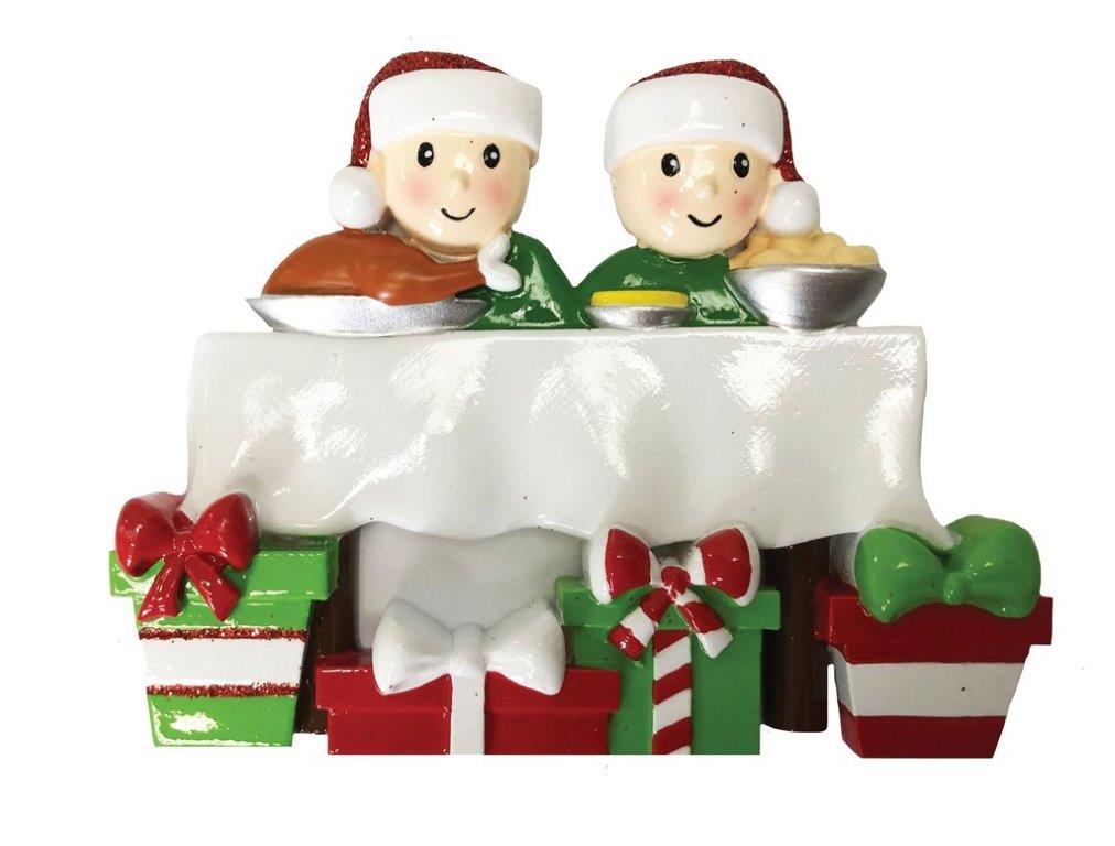 Dinner Table Family of 2 Personalised Christmas Decoration