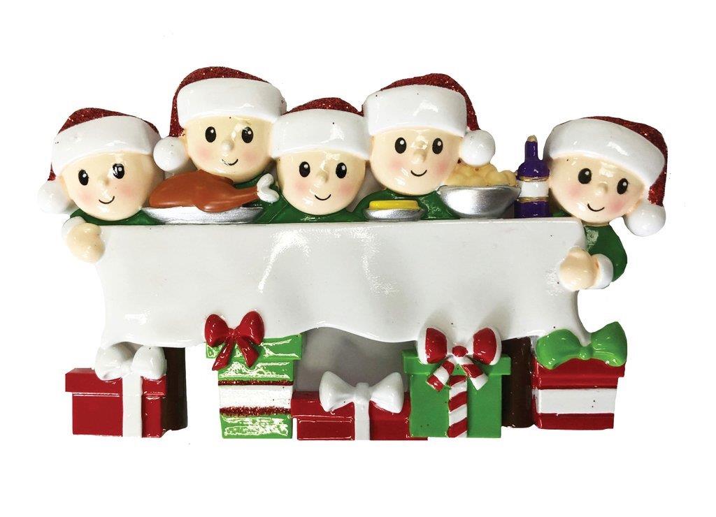 Dinner Table Family of 5 Personalised Christmas Decoration