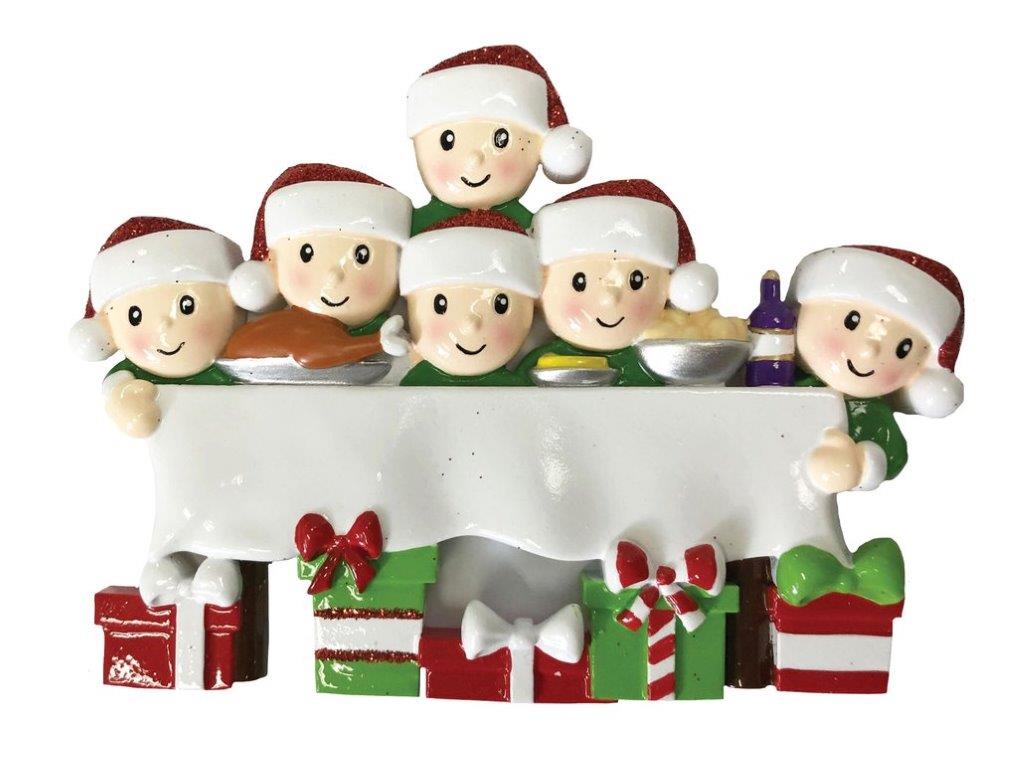 Dinner Table Family of 6 Personalised Christmas Decoration