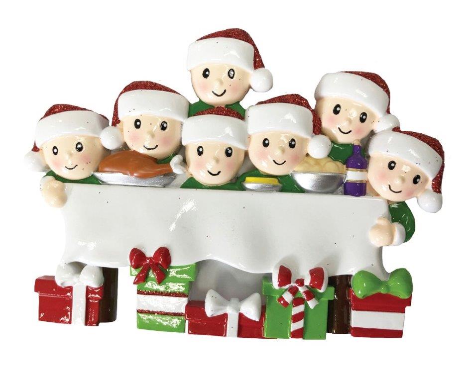 Dinner Table Family of 7 Personalised Christmas Decoration