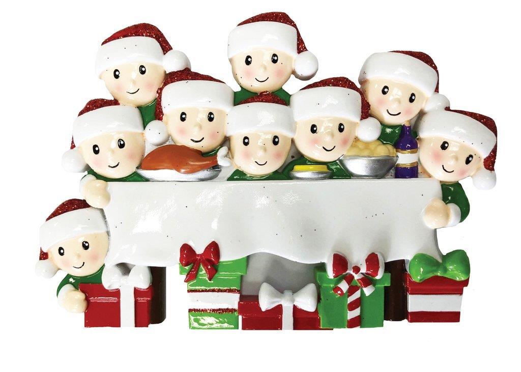 Dinner Table Family of 9 Personalised Christmas Decoration
