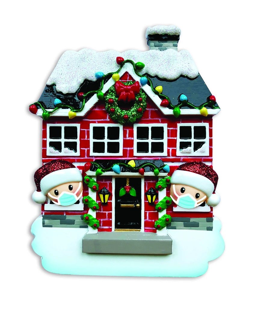 Face Mask House Family of 2 Personalised Christmas Decoration   