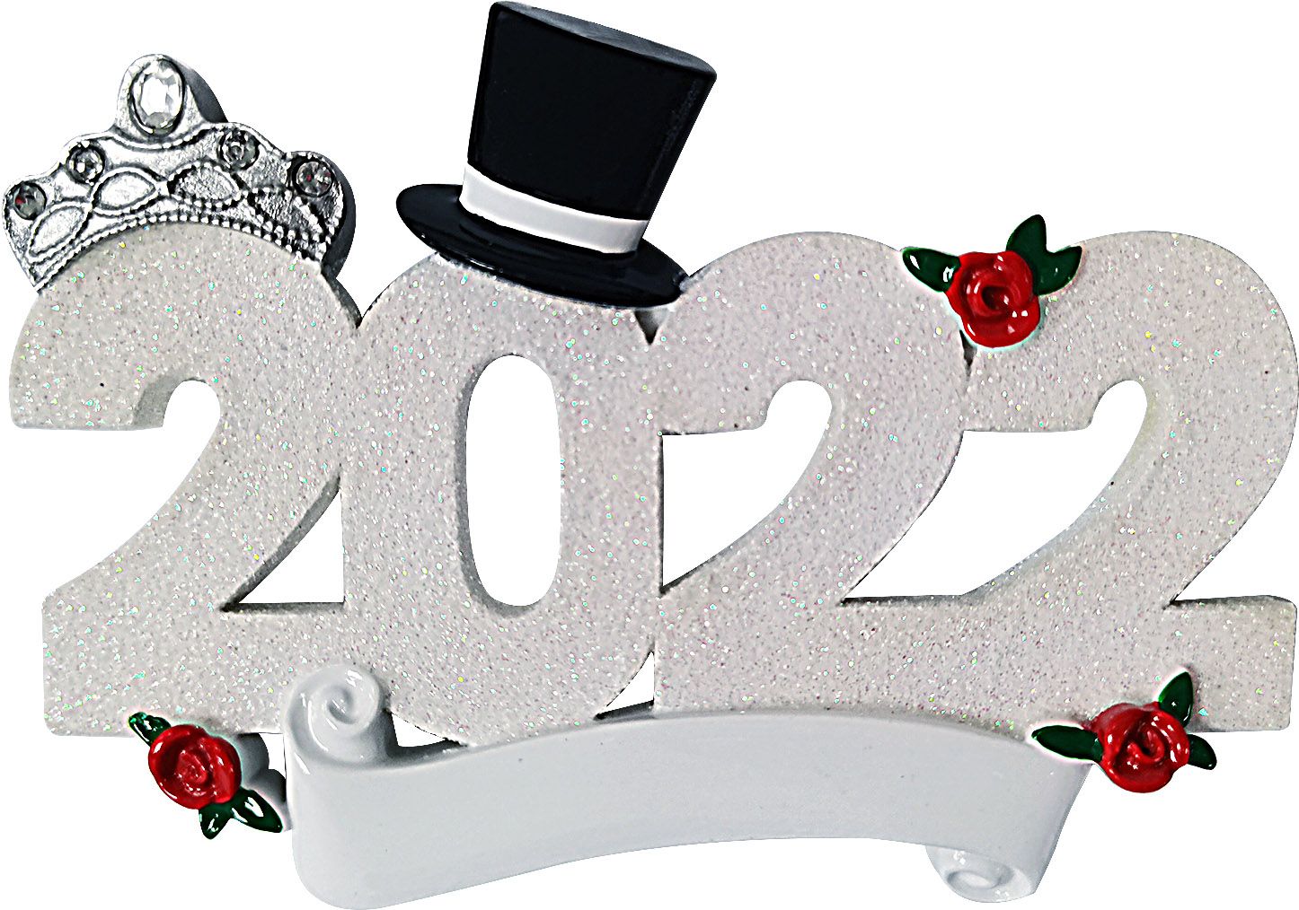 2022 - Top Hat and Tiara Wedding Decoration -  Personalised Christmas Decoration