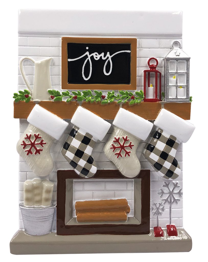 Fireplace Mantle - Family of 4 Personalised Christmas Decoration