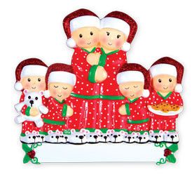 Pajama Family of 6 Personalised Christmas Decoration Ornament