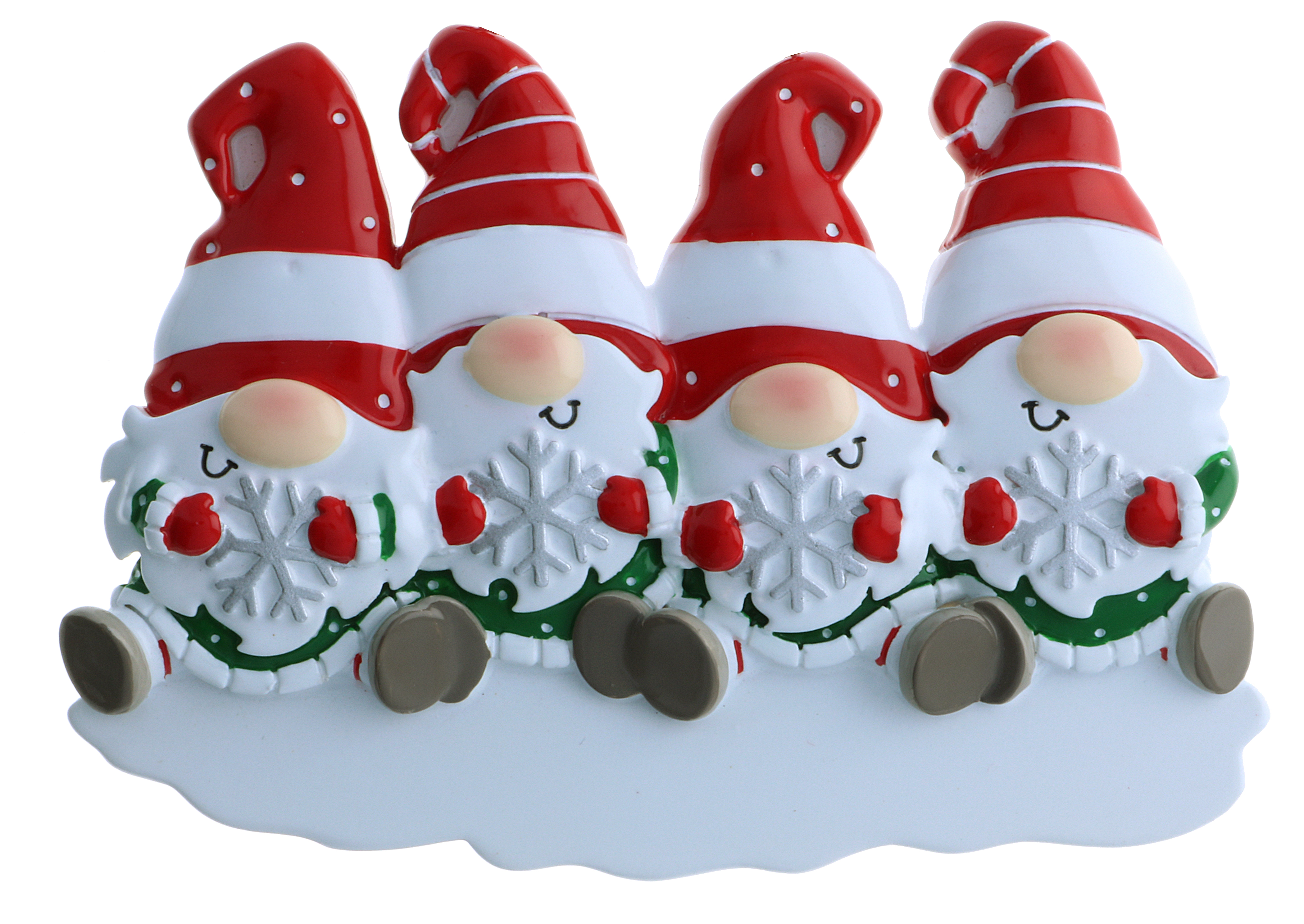 Gnome Family of 4 Personalised Christmas Decoration