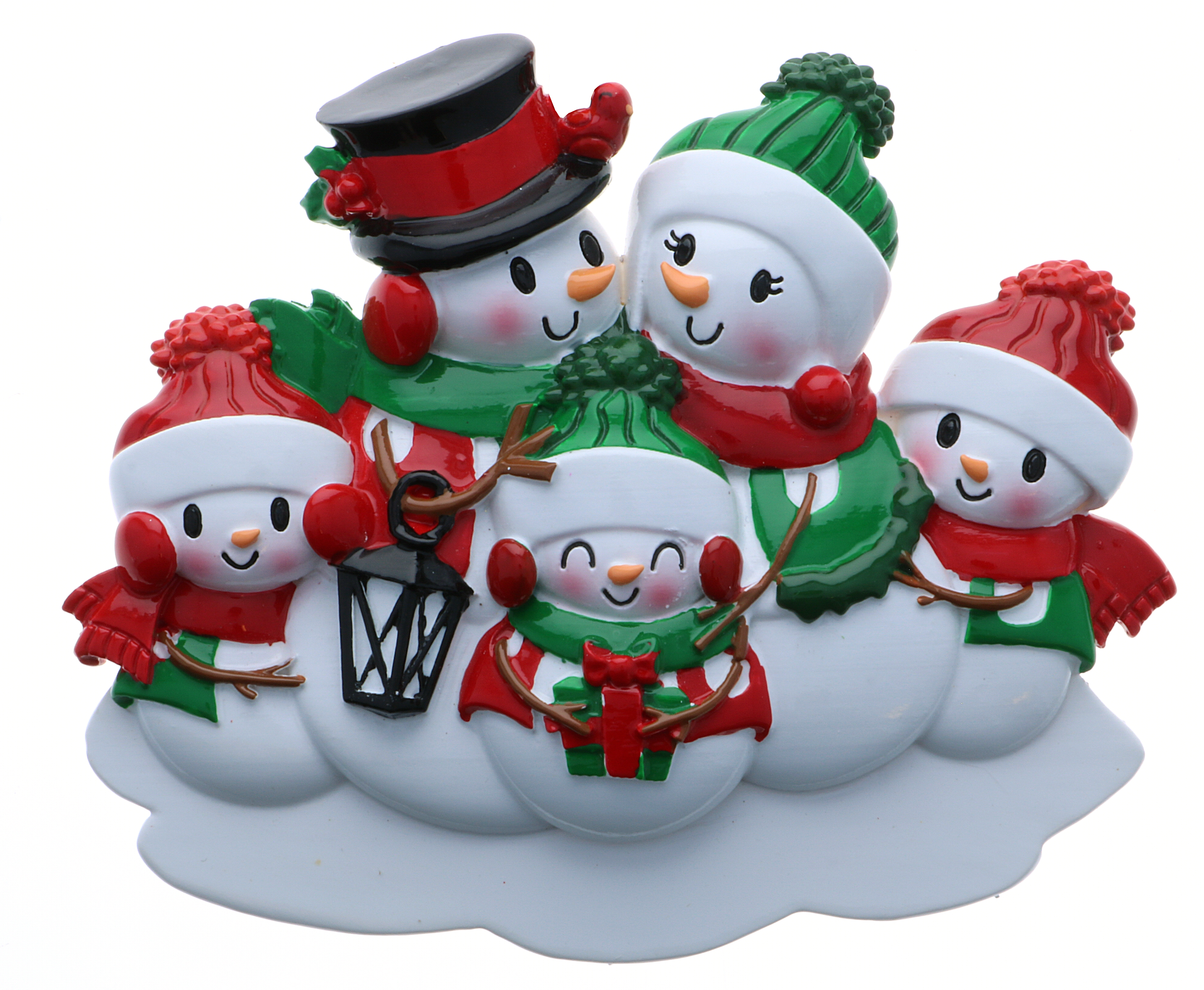 New Snowman Family of 5 Personalised Christmas Decoration