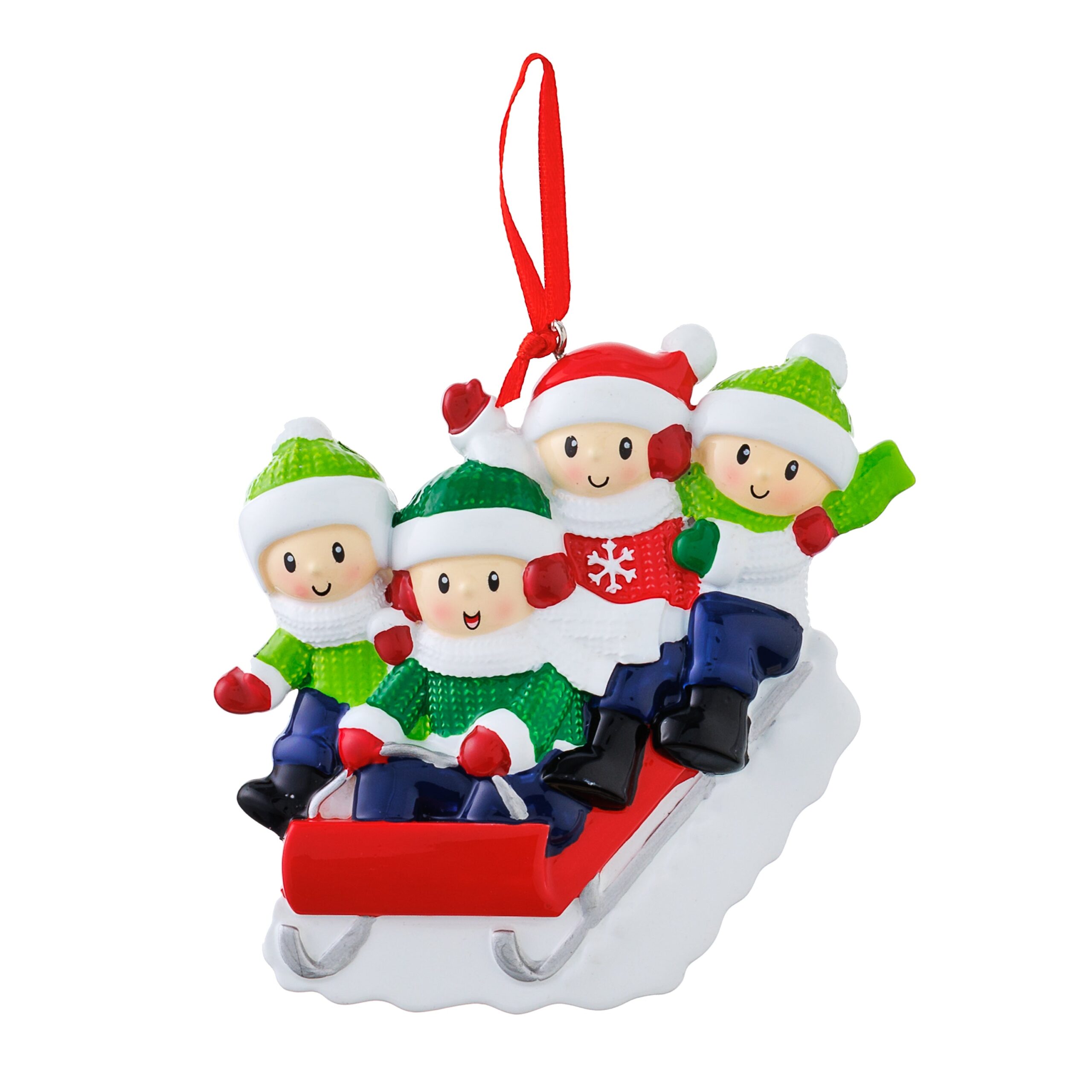 People Sled Family x 4 - Personalised Christmas Decoration