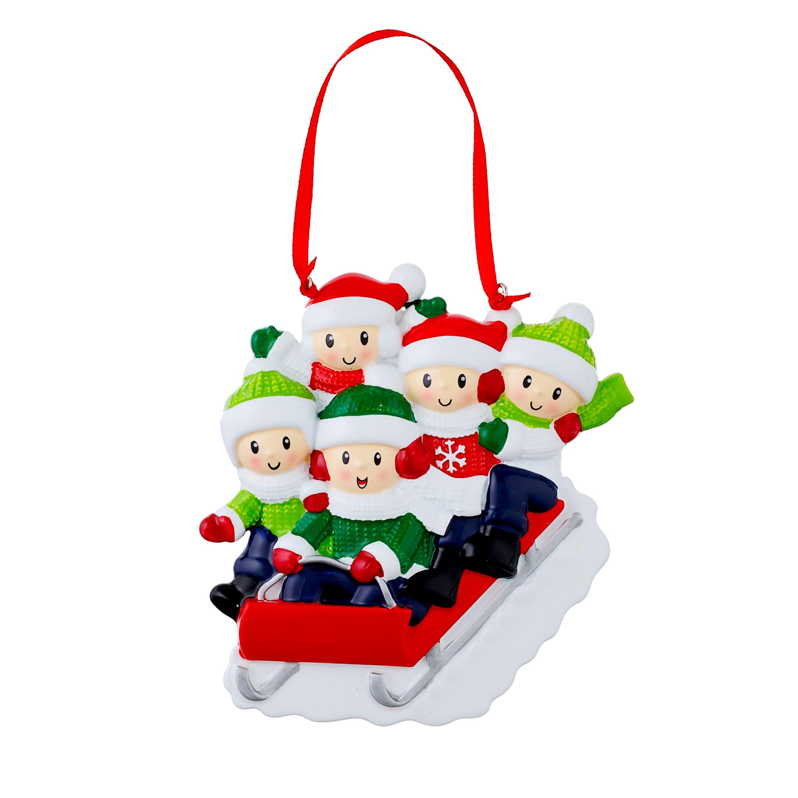 People Sled Family x 5 - Personalised Christmas Decoration