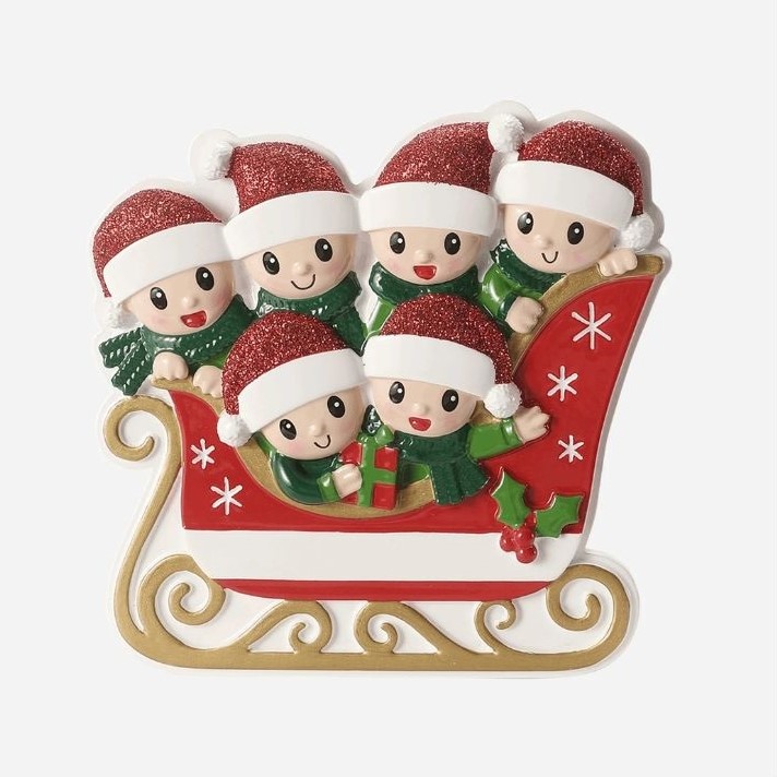 Family in Sleigh with 6