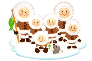 Eskimo Family of 6 Personalised Christmas Ornament