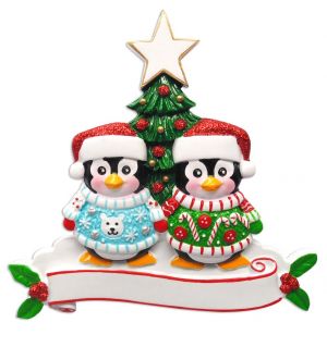 Cute Sweater Family of 2 Personalised Christmas Ornament