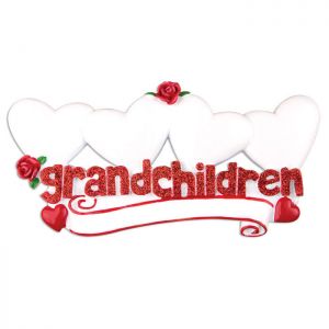 Grandchildren Hearts x 4 Personalised Christmas Decoration