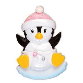 Baby Penguin Girl Personalised Christmas Ornament