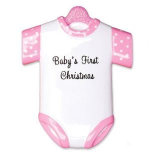 Pink Baby Onesie Personalised Christmas Decoration 