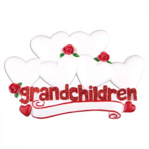 Grandchildren Hearts x 6 Personalised Christmas Decoration