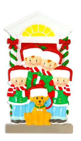 Family of 4 with Dog Personalised Christmas Decoration