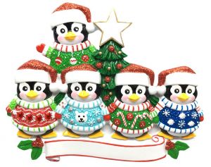 Cute Sweater Family of 5 Personalised Christmas Ornament