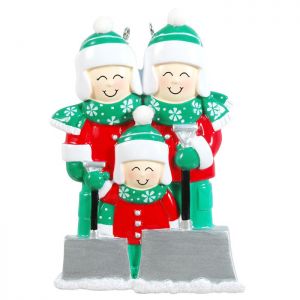 Snow Shovel Family Green with 1 child