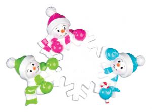 Falling Snowman Family of 3 Personalised Christmas Decoration