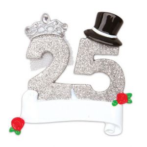 25th Wedding Anniversary Personalised Christmas Decoration