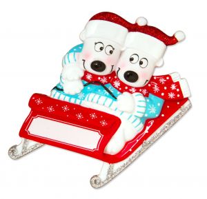 Bears on Sled Couple Personalised Christmas Ornament