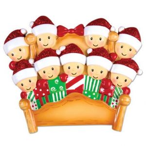 Bed Family of 9 Personalised Christmas Ornament Decoration