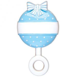 Blue Baby Rattle Personalised Christmas Ornament