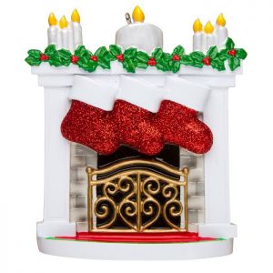Mantle with Stocking Family of 3 Personalised Christmas Decoration