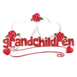 Grandchildren Hearts x 2 Personalised Christmas Decoration