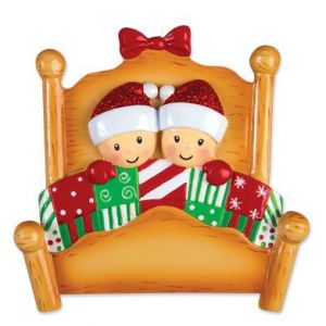 Bed Family of 2  - Couple Personalised Christmas Decoration 