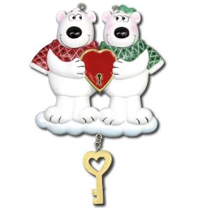 Key To My Heart | Polar Bears | Personalised Christmas Decoration