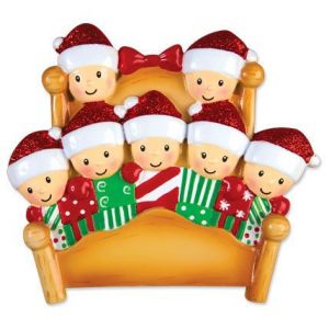 Bed Family of 7 Personalised Christmas Ornament Decoration