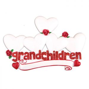 Grandchildren Hearts x 5 Personalised Christmas Decoration