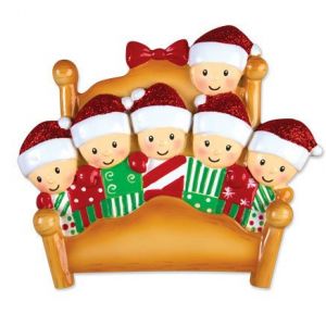 Bed Family of 6 Personalised Christmas Ornament Decoration