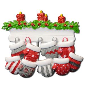 Christmas Mitten Family of 9 | Personalised Christmas Decoration