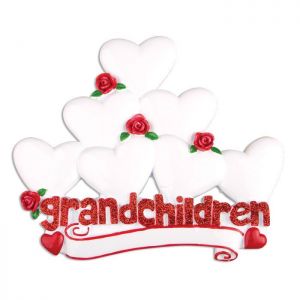 Grandchildren Hearts x 7 Personalised Christmas Decoration