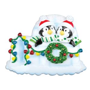 Penguin Igloo Couple Personalised Christmas Decoration