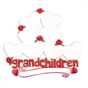 Grandchildren Hearts x 8 Personalised Christmas Decoration