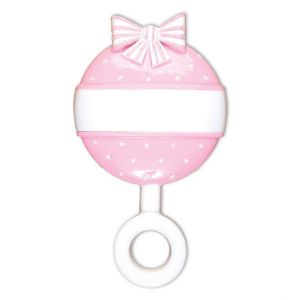 Pink Baby Rattle Personalised Christmas Ornament
