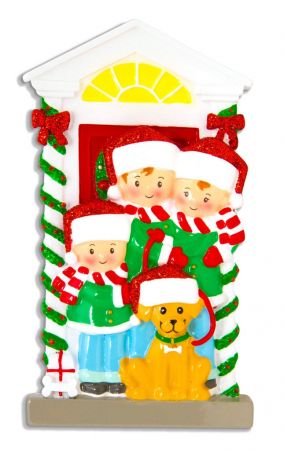 Family of 3 with Dog Personalised Christmas Decoration