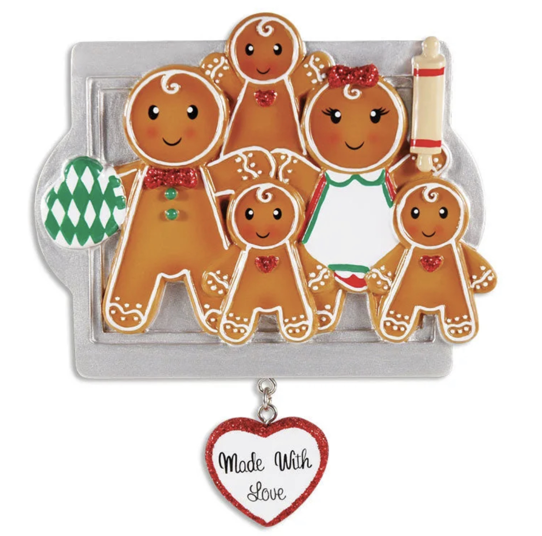 Made With Love Family Of 5 Personalised Christmas Decoration