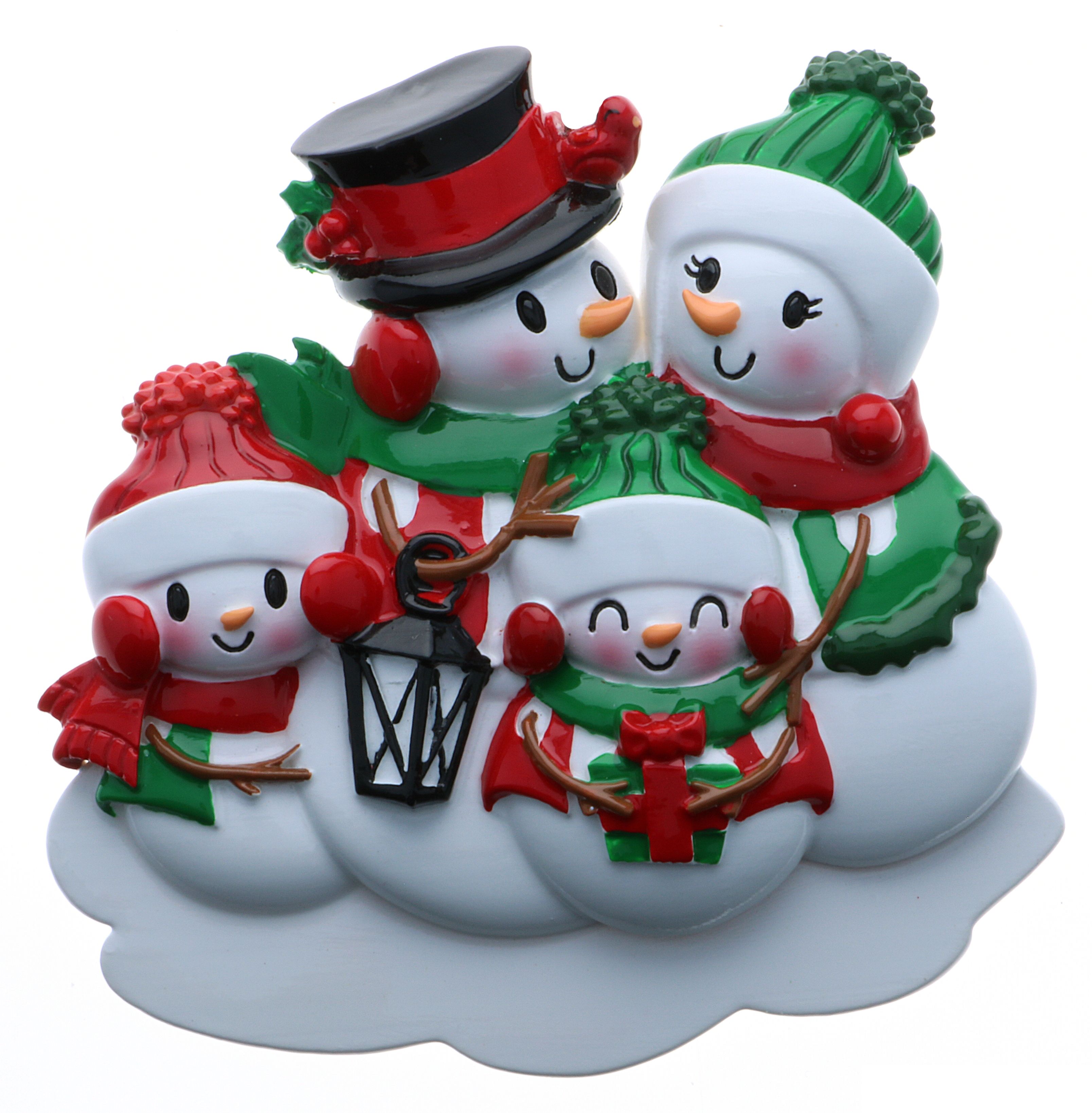 New Snowman Family of 4 Personalised Christmas Decoration
