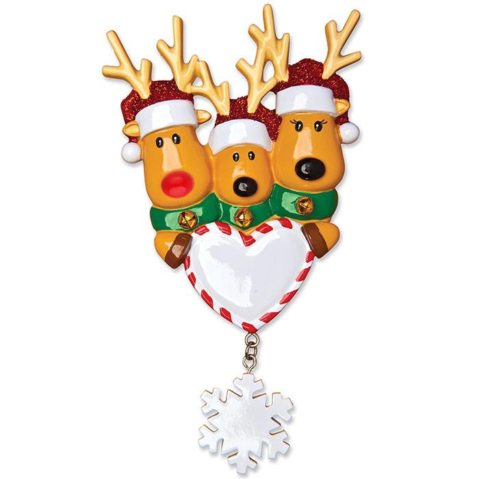 Reindeer Family of 3 Personalised Christmas Decoration
